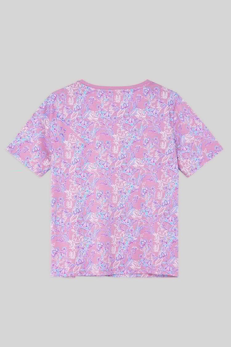 Crayon Leaf Printed T-Shirt