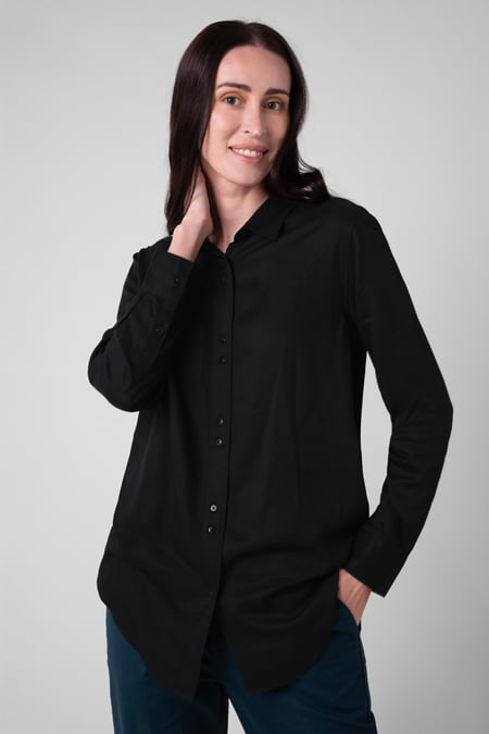 Womens Black Viscose Formal Shirt