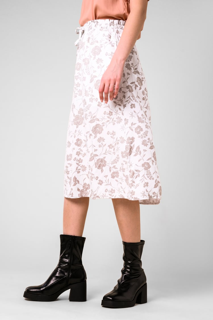 Womens Floral Print Midi Skirt