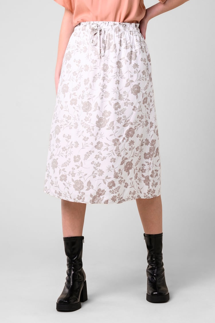 Womens Floral Print Midi Skirt
