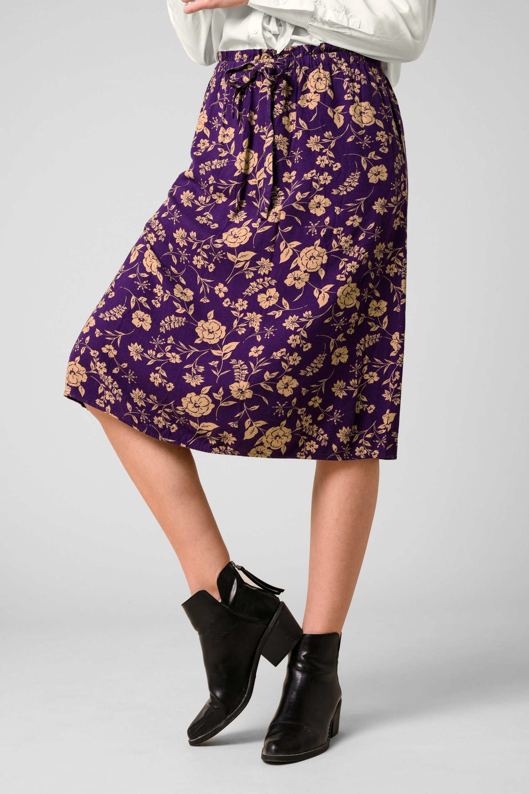 Womens Floral Print Midi Skirt