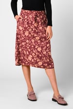 Womens Floral Print Midi Skirt