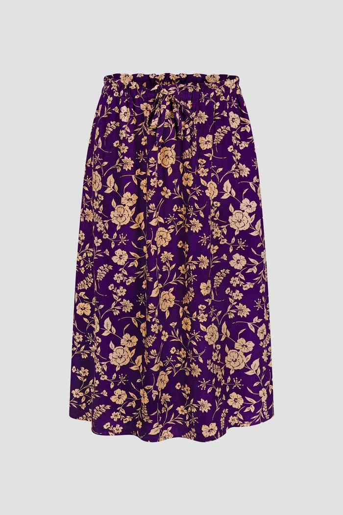 Womens Floral Print Midi Skirt