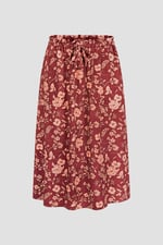 Womens Floral Print Midi Skirt