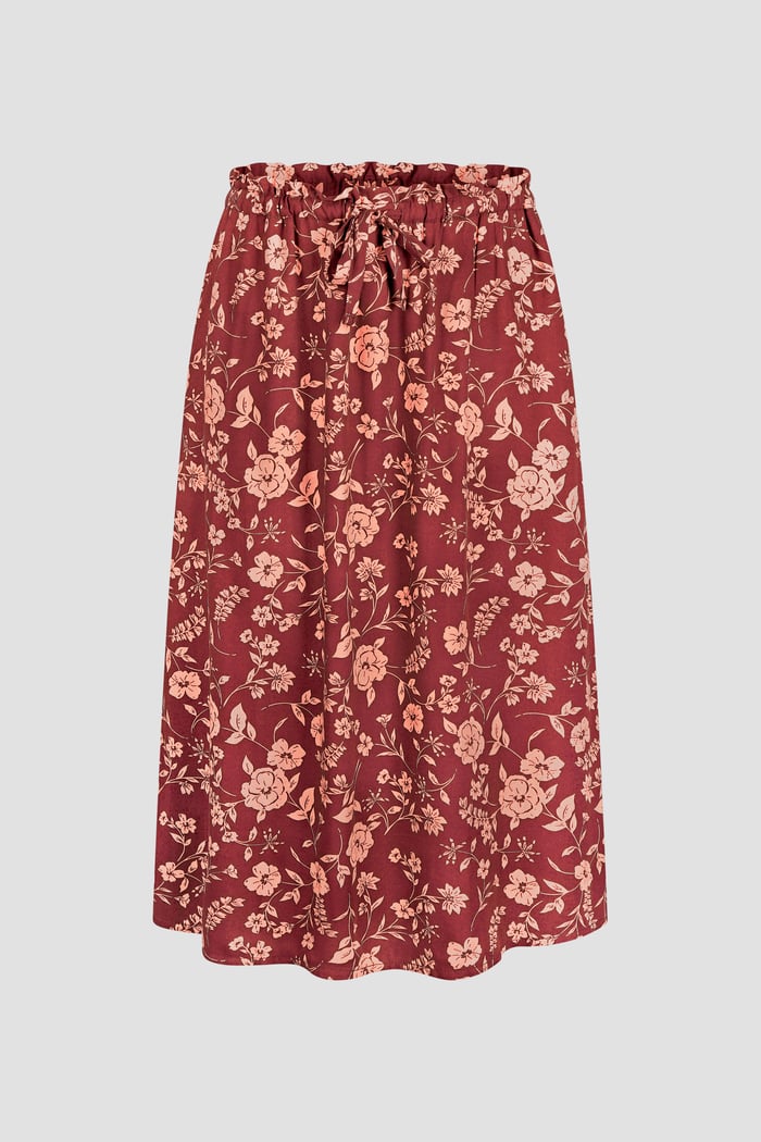 Womens Floral Print Midi Skirt