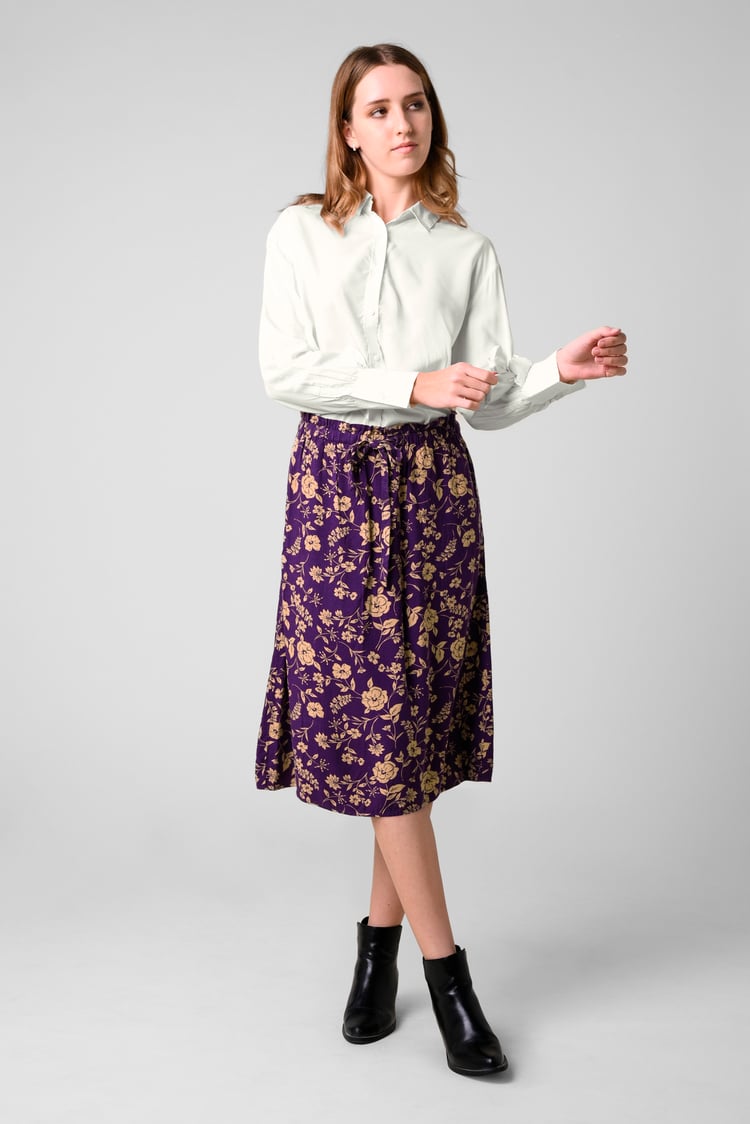 Womens Floral Print Midi Skirt