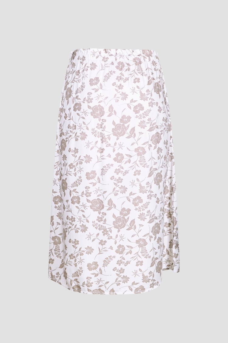 Womens Floral Print Midi Skirt