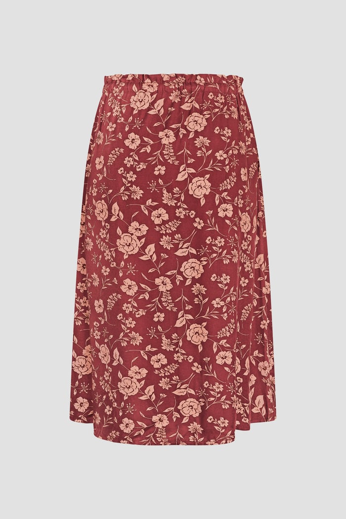 Womens Floral Print Midi Skirt