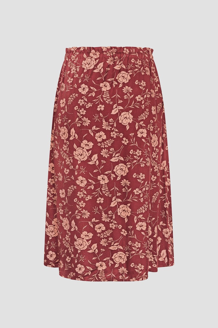 Womens Floral Print Midi Skirt