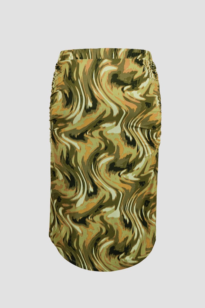 Womens Ruched Warp Midi Skirt