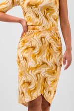 Womens Ruched Warp Midi Skirt