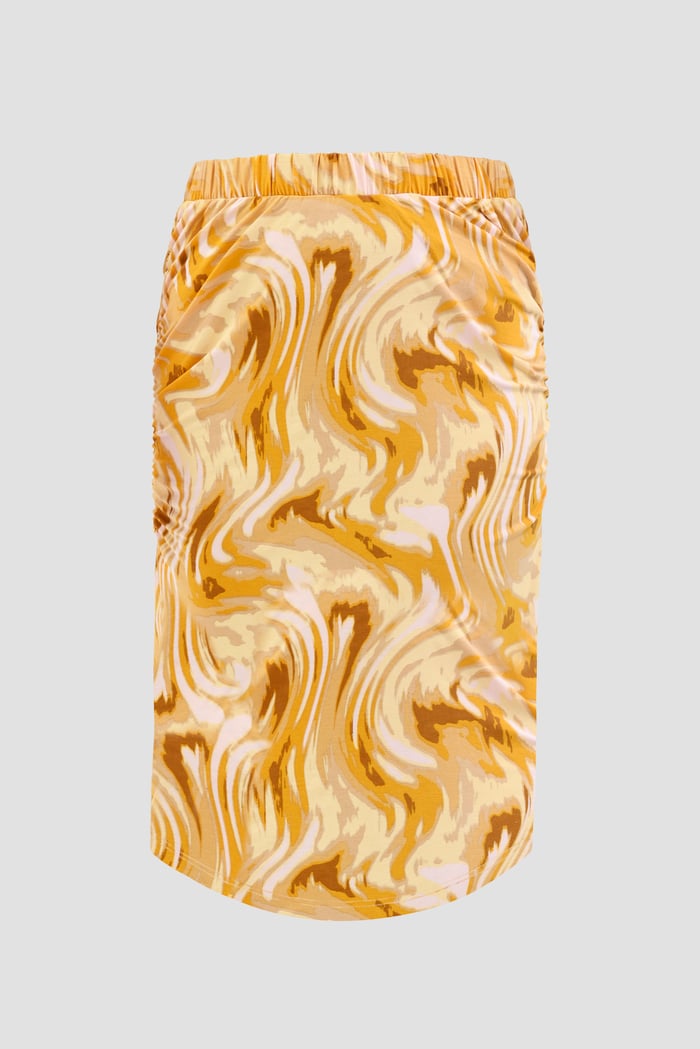 Womens Ruched Warp Midi Skirt