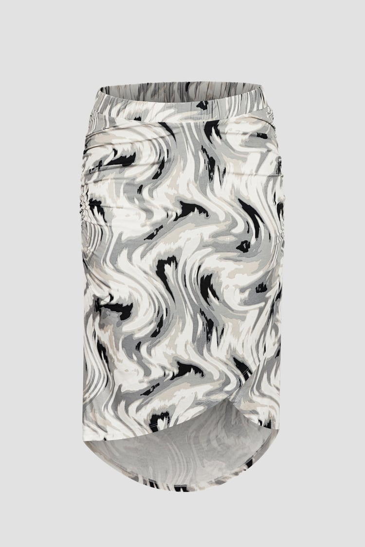Womens Ruched Warp Midi Skirt