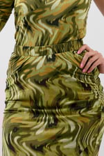 Womens Ruched Warp Midi Skirt