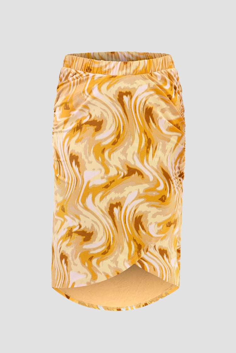 Womens Ruched Warp Midi Skirt