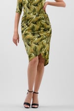 Womens Ruched Warp Midi Skirt