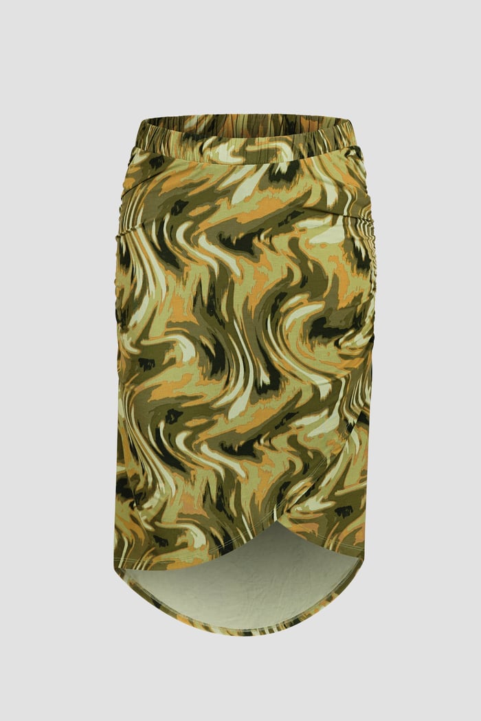 Womens Ruched Warp Midi Skirt