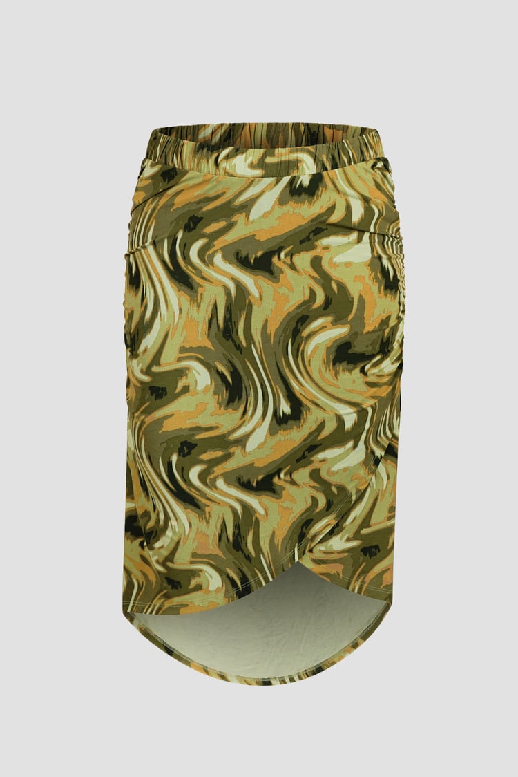 Womens Ruched Warp Midi Skirt