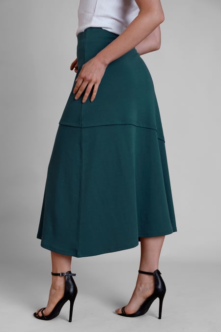 Green Classic Seam Detail Jersey Skirt