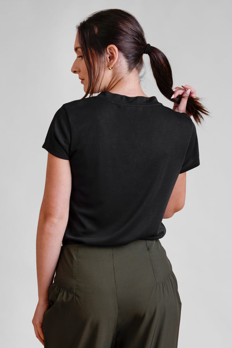 Lace-Up V Neck Short Sleeve Top