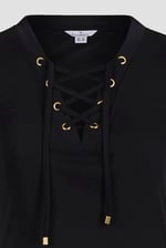 Lace-Up V Neck Short Sleeve Top