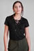 Lace-Up V Neck Short Sleeve Top