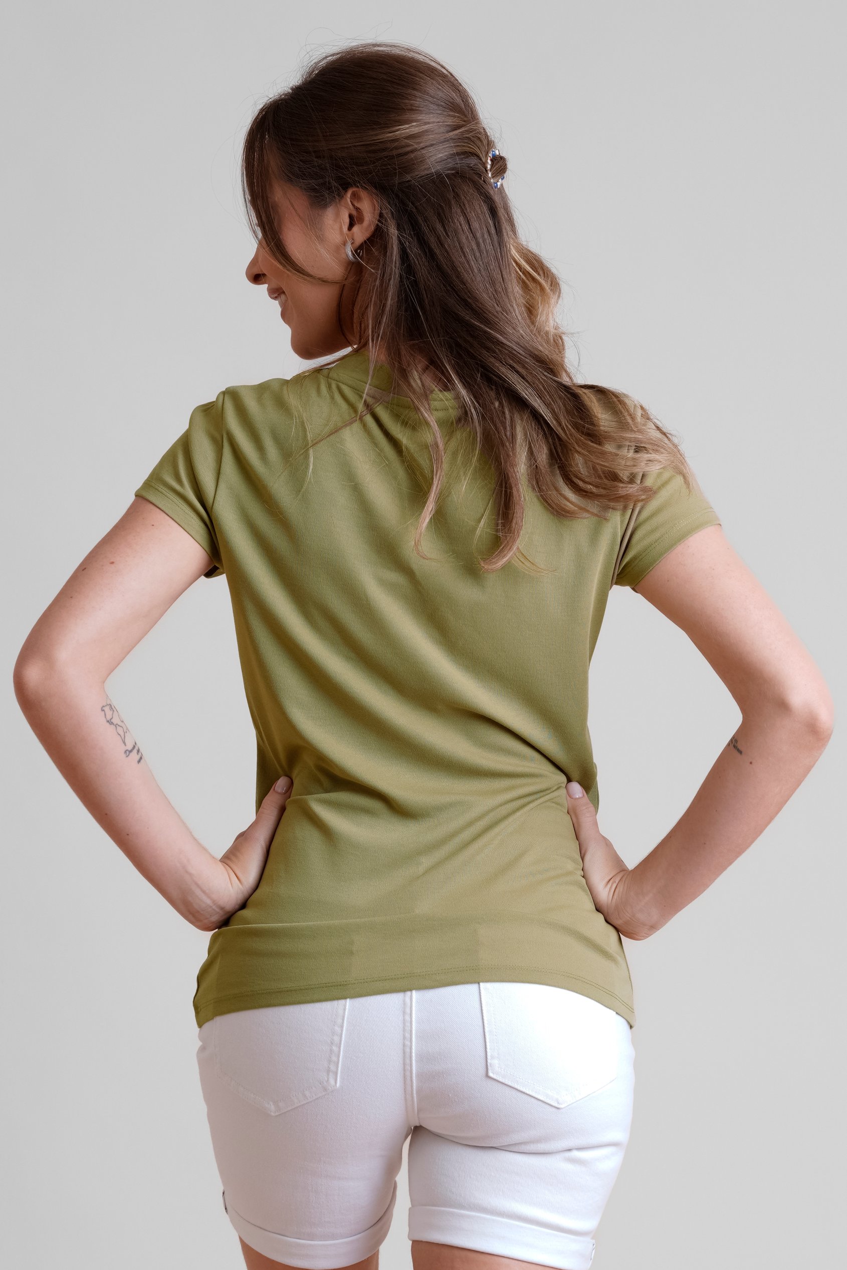 Lace-Up V Neck Short Sleeve Top