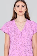 Button Front Printed Ribbed Midi dress