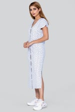 Button Front Printed Ribbed Midi dress