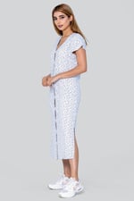 Button Front Printed Ribbed Midi dress