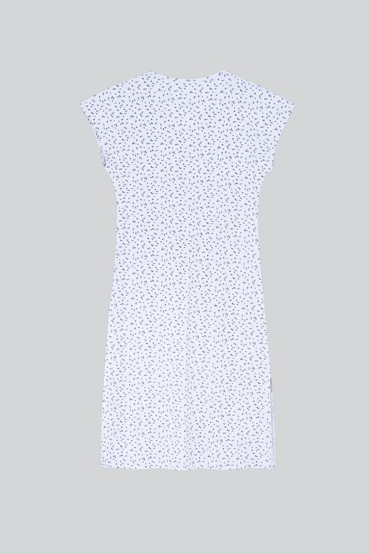 Button Front Printed Ribbed Midi dress