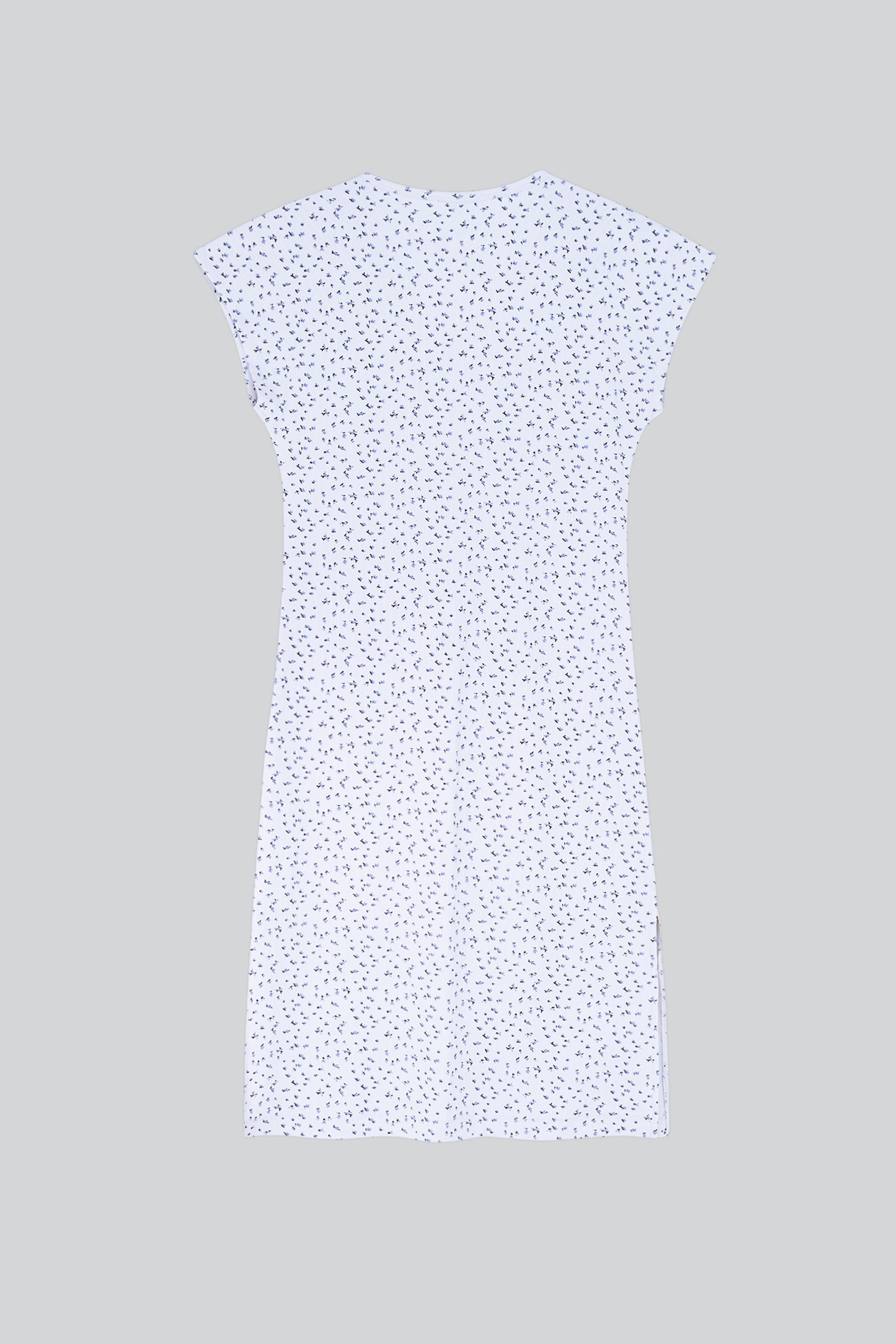 Button Front Printed Ribbed Midi dress