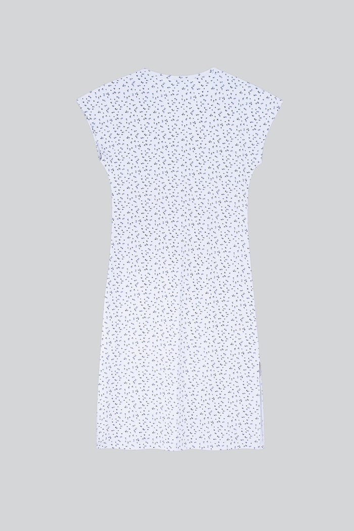 Button Front Printed Ribbed Midi dress