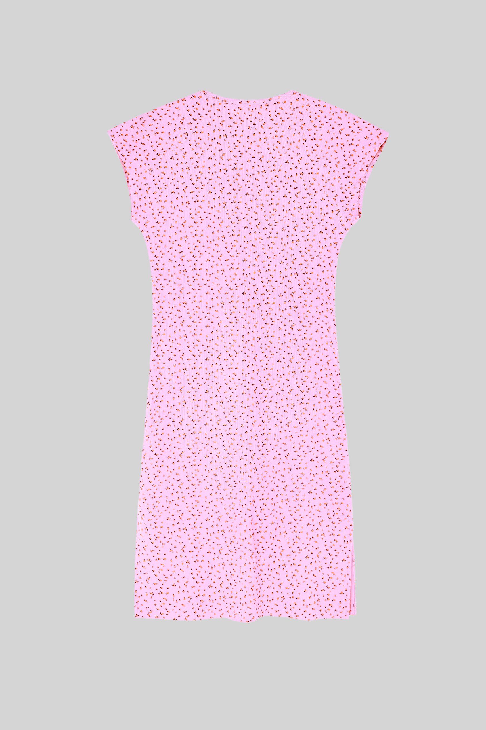 Button Front Printed Ribbed Midi dress