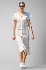 Button Front Printed Ribbed Midi dress