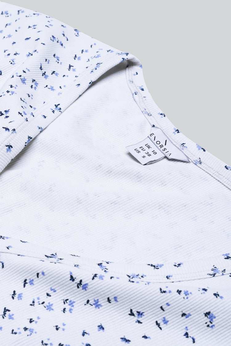 Button Front Printed Ribbed Midi dress