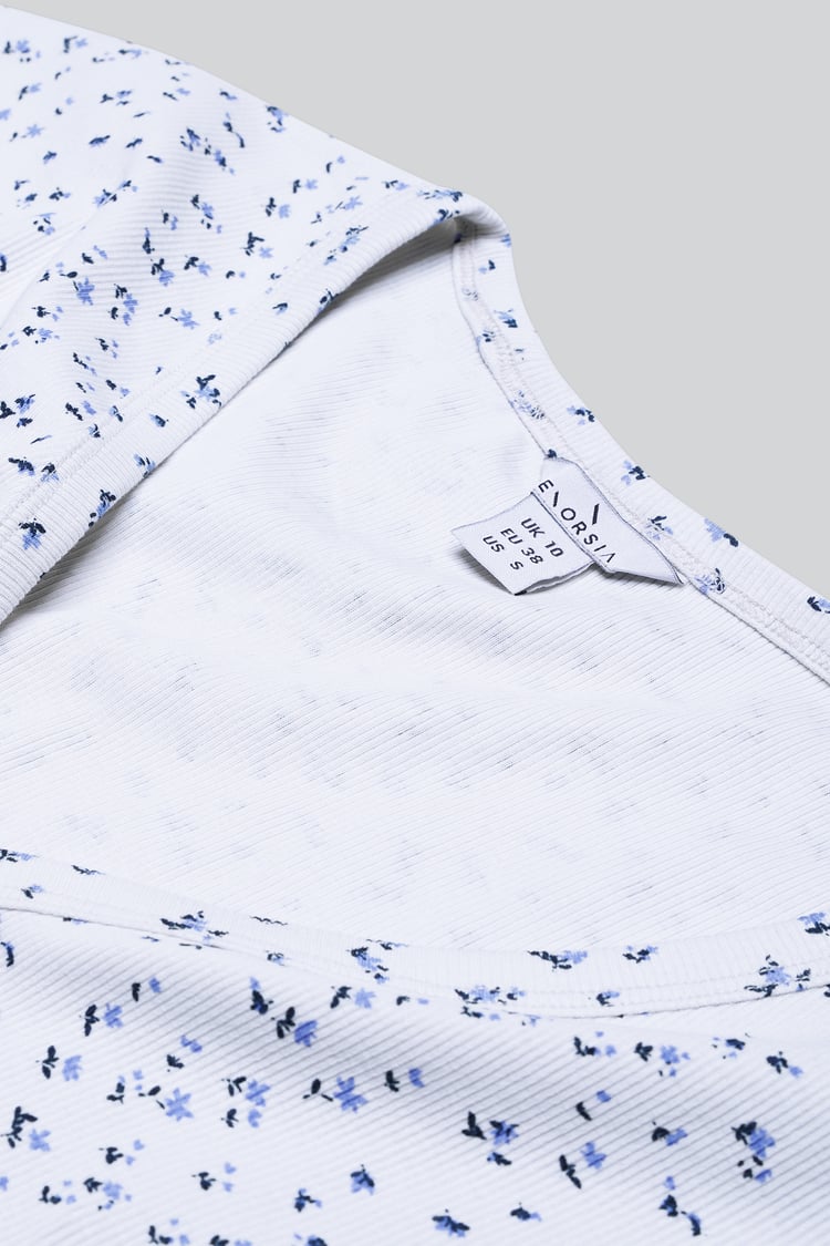 Button Front Printed Ribbed Midi dress