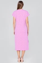 Button Front Printed Ribbed Midi dress