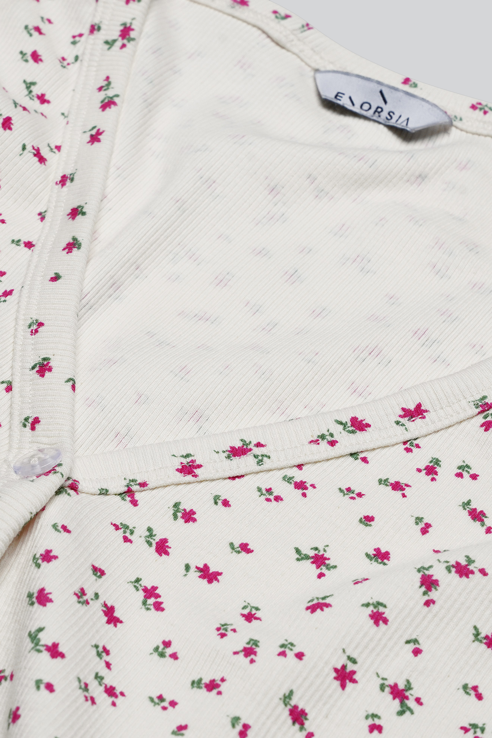 Button Front Printed Ribbed Midi dress