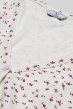 Button Front Printed Ribbed Midi dress