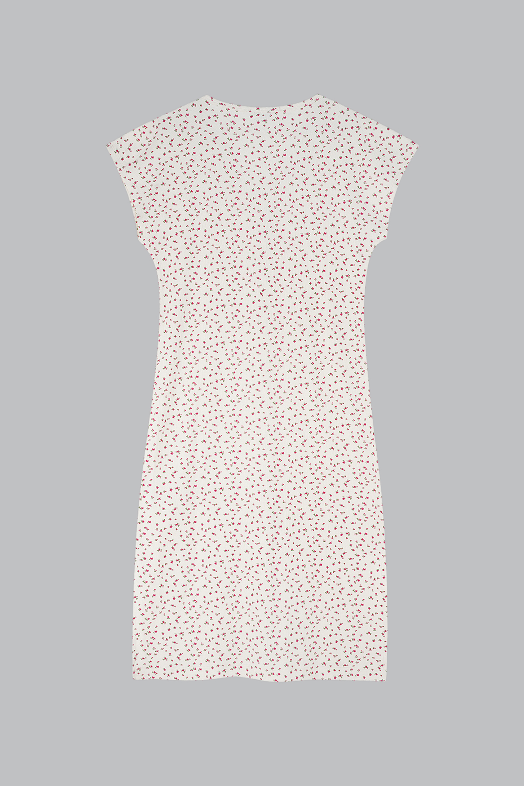 Button Front Printed Ribbed Midi dress