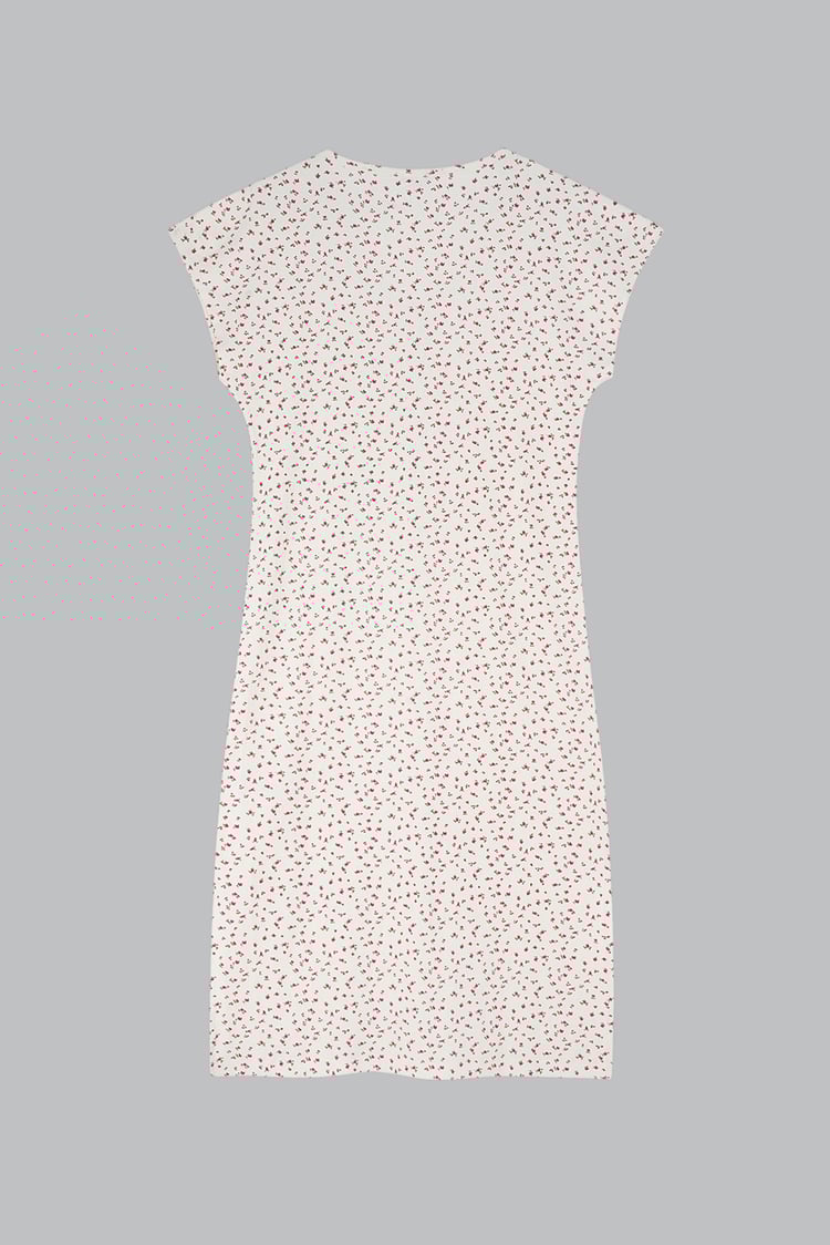 Button Front Printed Ribbed Midi dress