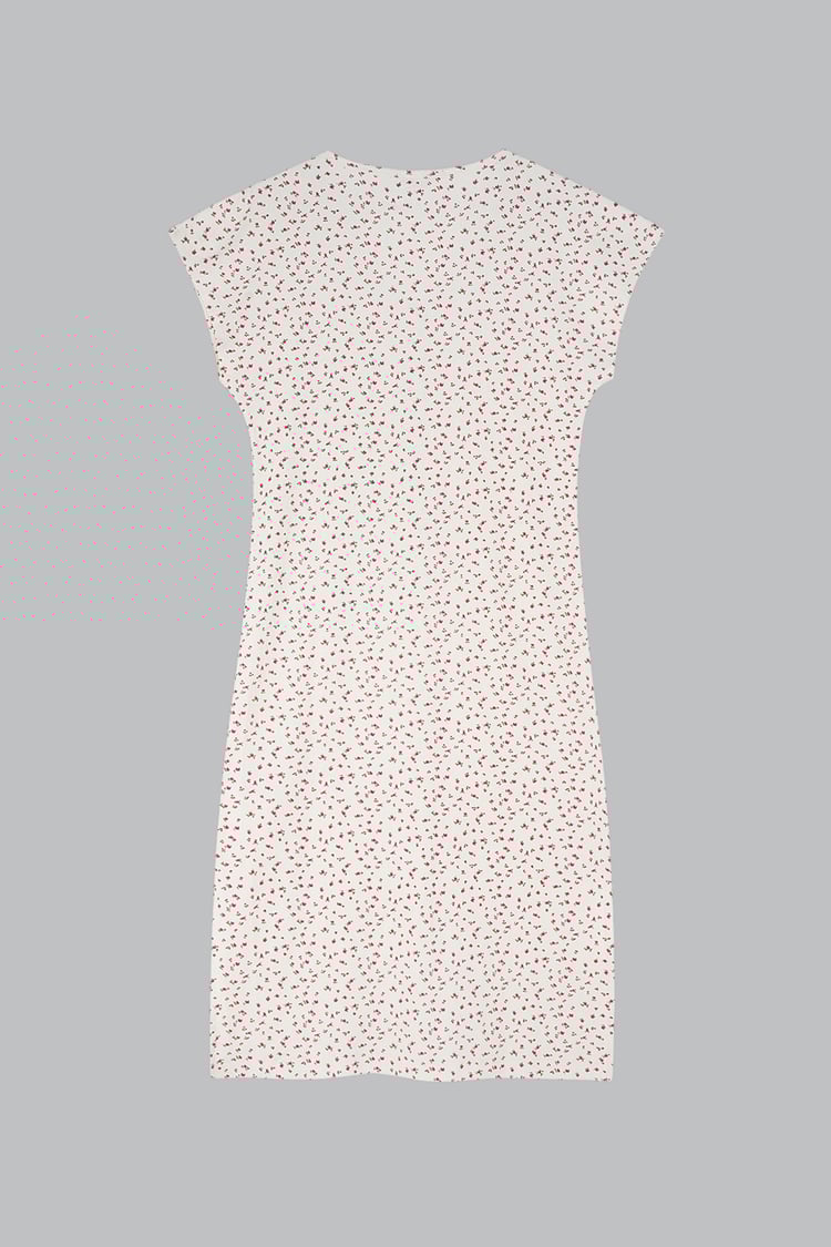 Button Front Printed Ribbed Midi dress