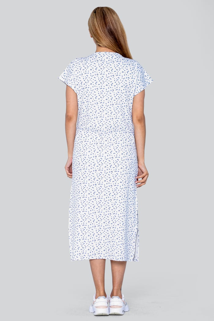 Button Front Printed Ribbed Midi dress