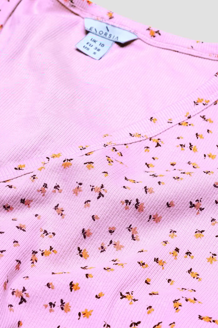 Button Front Printed Ribbed Midi dress