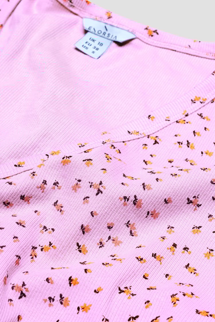 Button Front Printed Ribbed Midi dress