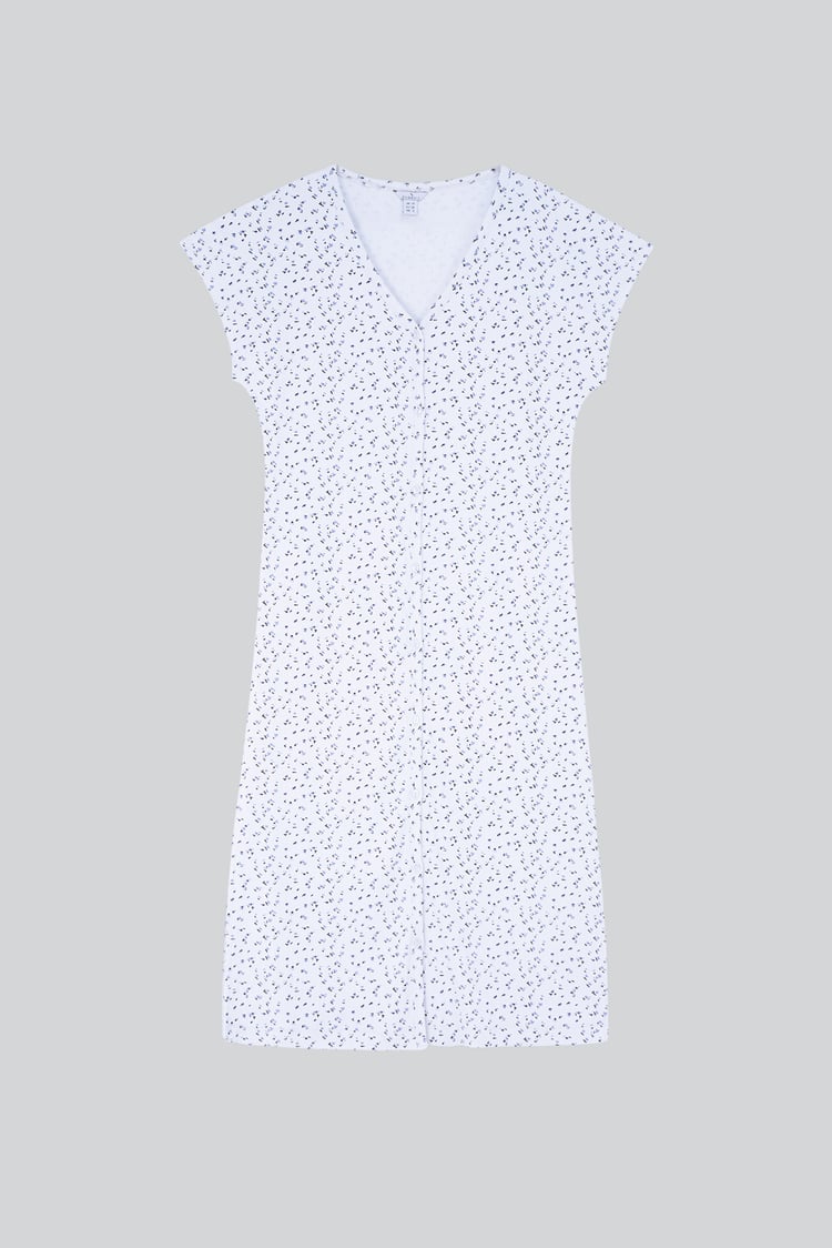 Button Front Printed Ribbed Midi dress