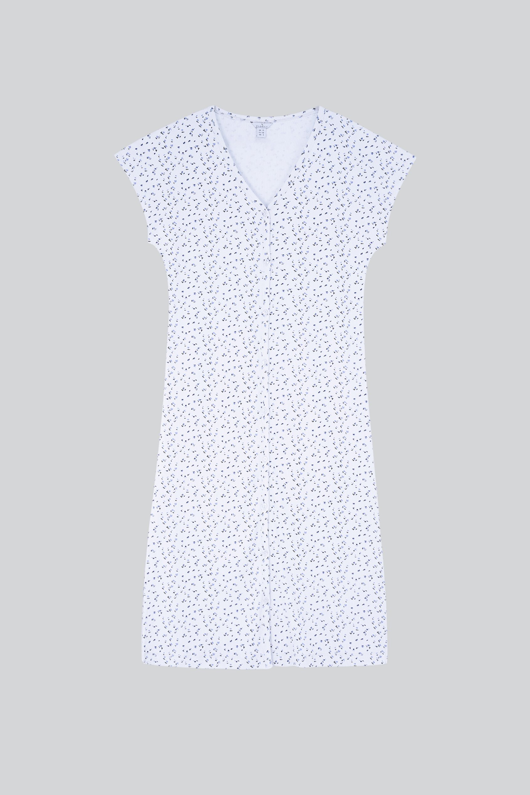 Button Front Printed Ribbed Midi dress