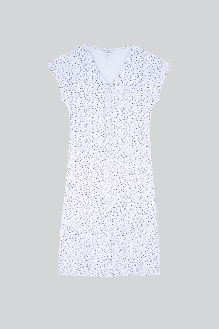 Button Front Printed Ribbed Midi dress