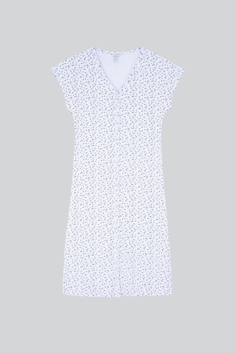 Button Front Printed Ribbed Midi dress